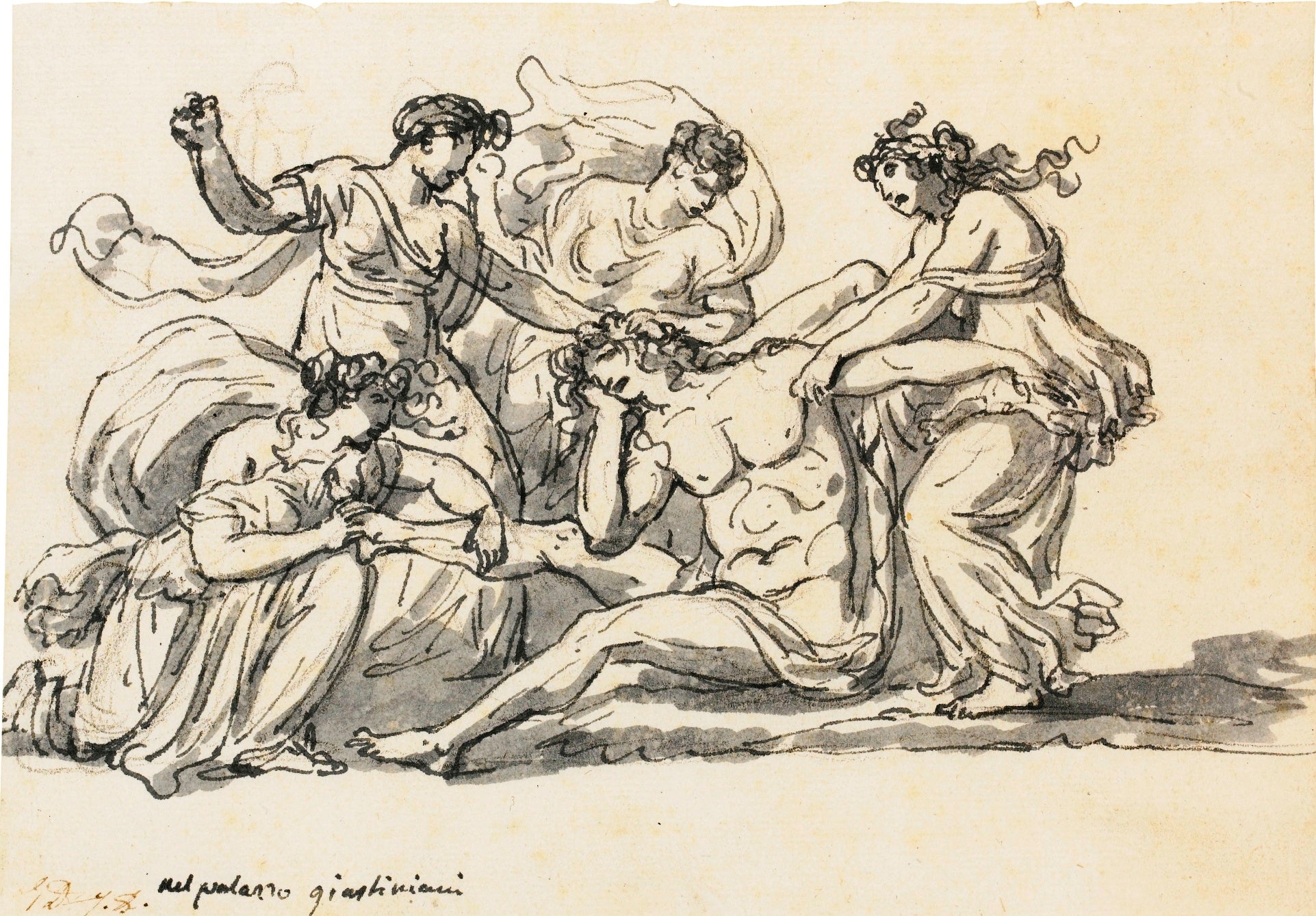 The Death of Pentheus, vintage artwork by Jacques-Louis David, 12x8" (A4) Poster