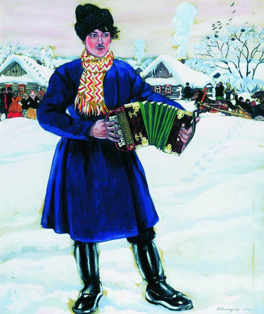 The Accordionist by Boris Mikhailovich Kustodiev,16x12(A3) Poster