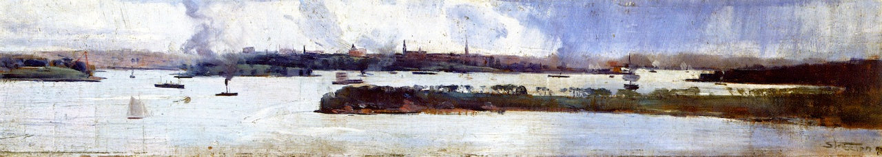 Rain over Sydney Harbour, vintage artwork by Sir Arthur Streeton, 12x8" (A4) Poster