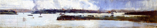 Rain over Sydney Harbour, vintage artwork by Sir Arthur Streeton, 12x8" (A4) Poster