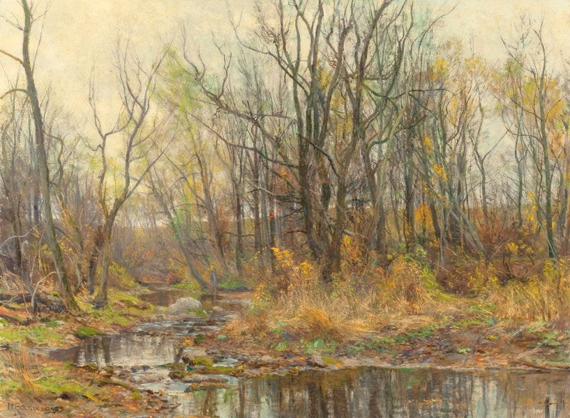 A Berkshire Brook in Autumn, vintage artwork by Hugh Bolton Jones, 12x8" (A4) Poster