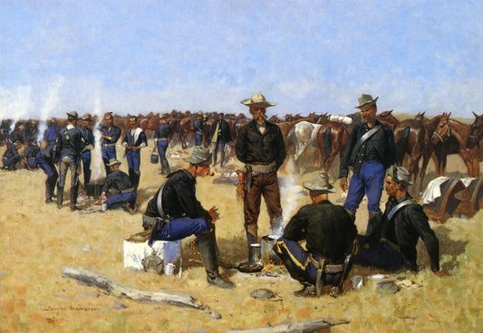 A Cavalryman's Breakfast on the Plains by Frederic Remington,A3(16x12")Poster