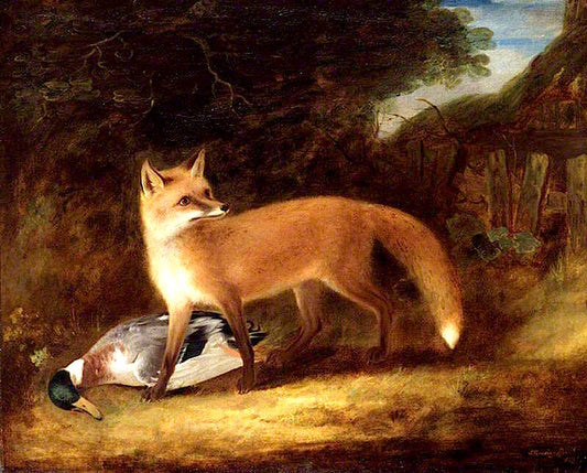 Fox and Duck, vintage artwork by John E. Ferneley, Sr, 12x8" (A4) Poster