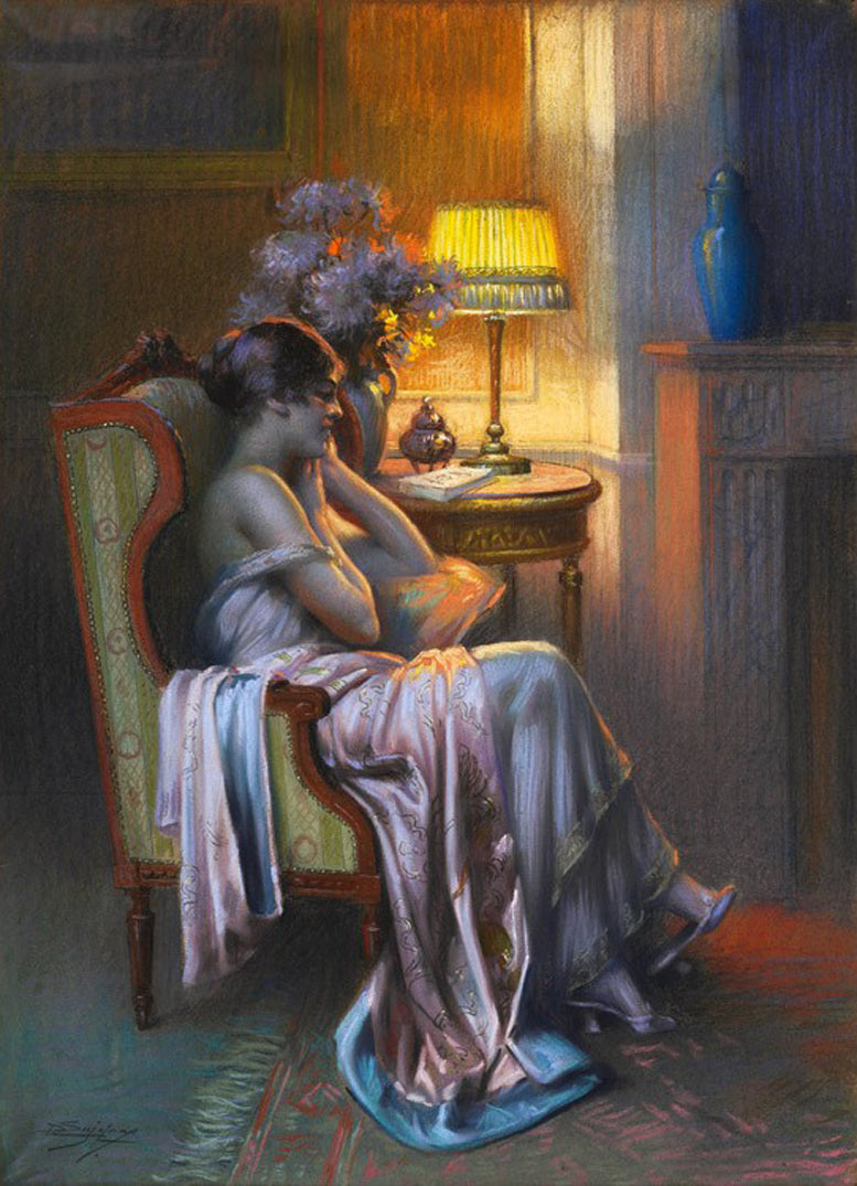 Le Repos, vintage artwork by Delphin Enjolras, 12x8" (A4) Poster