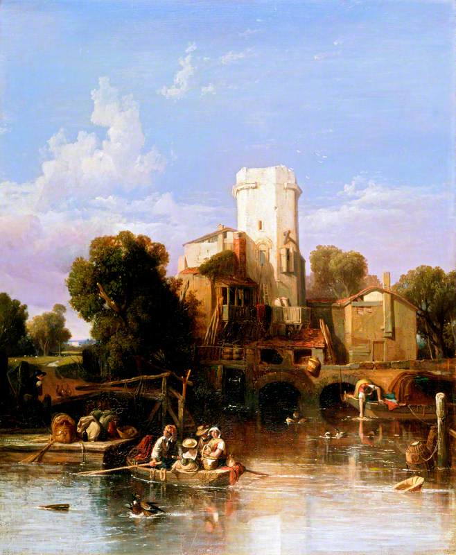 On the Rhine, near Cologne, vintage artwork by Clarkson Frederick Stanfield, A3 (16x12") Poster Print