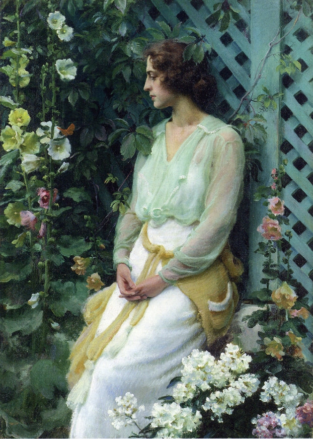 Green Lattice, vintage artwork by Charles Courtney Curran, 12x8" (A4) Poster