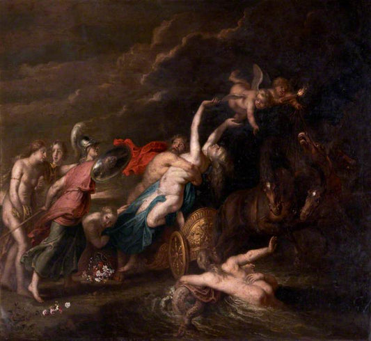 The Rape of Proserpine (after Peter Paul Rubens), vintage artwork by Willem van Herp the Elder, 12x8" (A4) Poster