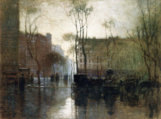 Rainy Day, New York, vintage artwork by Paul Cornoyer, 12x8" (A4) Poster