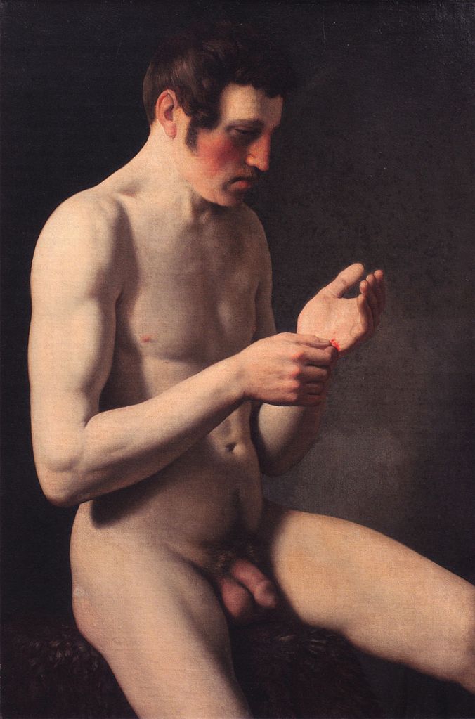 Sitting Male Model, vintage artwork by Christoffer Wilhelm Eckersberg, 12x8" (A4) Poster