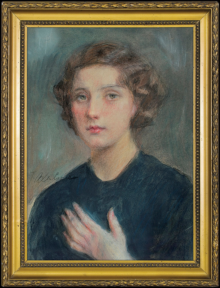 Red-Haired Girl, vintage artwork by Theodor Axentowicz, 12x8" (A4) Poster