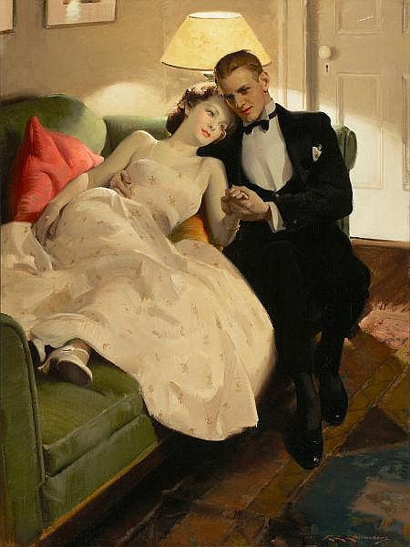 Romantic Interlude, vintage artwork by Charles Edward Chambers, 12x8" (A4) Poster