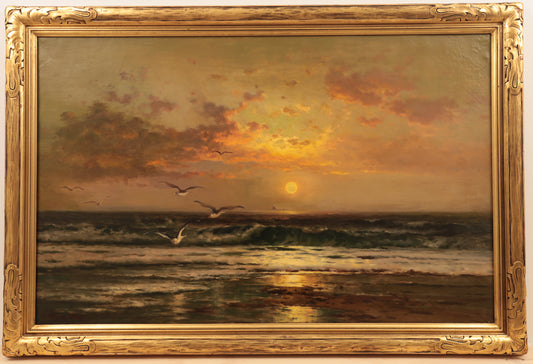 Breakers at Sunset, vintage artwork by Edward Moran, 12x8" (A4) Poster