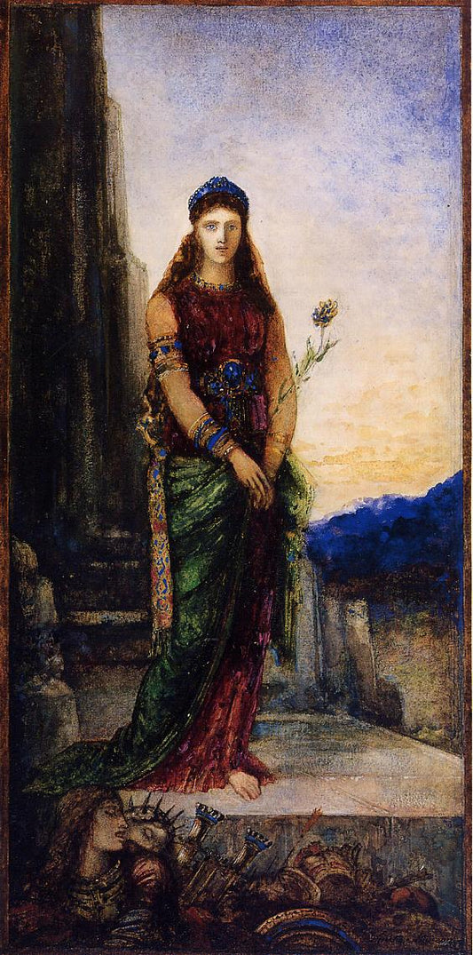 Helen on the Walls of Troy, vintage artwork by Gustave Moreau, 12x8" (A4) Poster