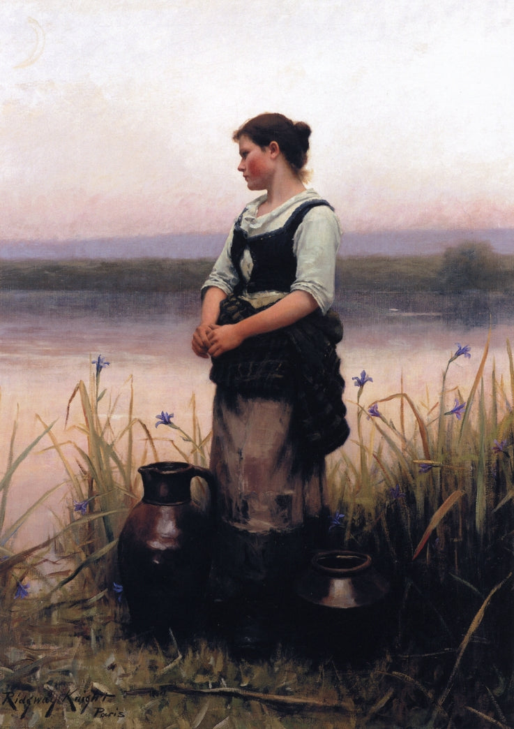 Far Away Thoughts, vintage artwork by Daniel Ridgway Knight, 12x8" (A4) Poster