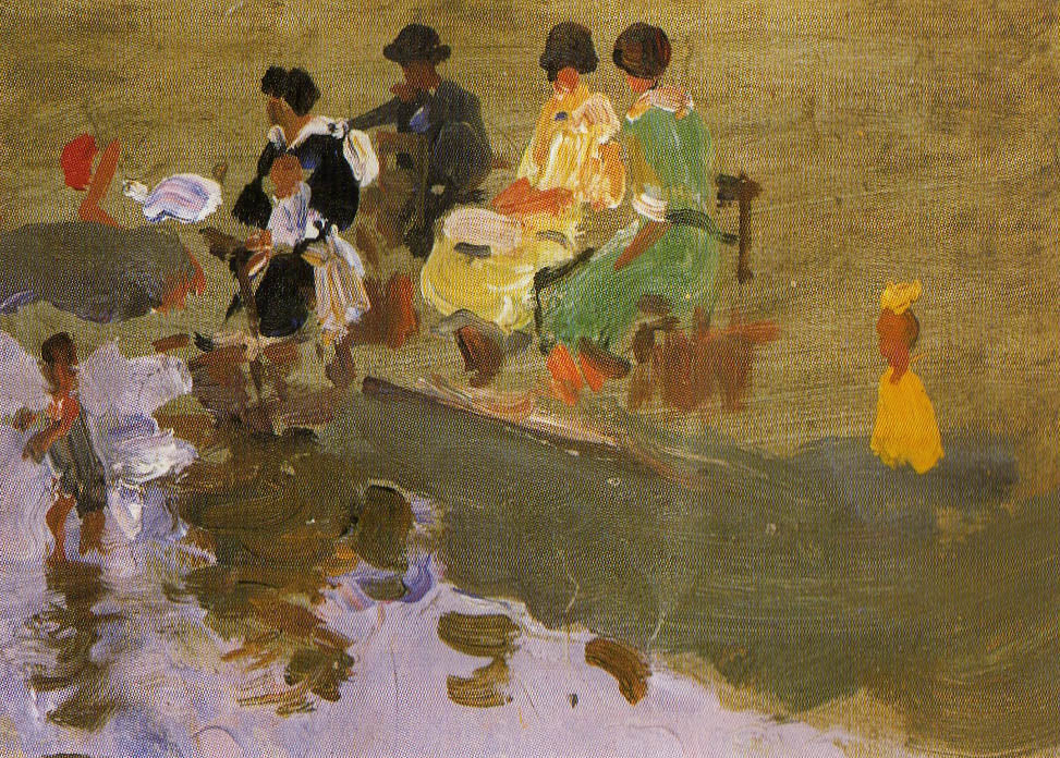 Escena en la palya, vintage artwork by Cecilio Pla y Gallardo, 12x8" (A4) Poster