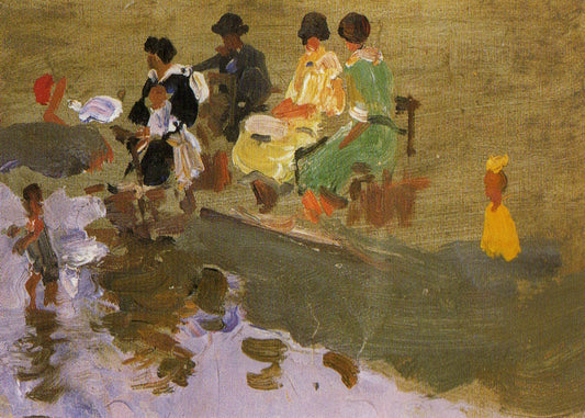 Escena en la palya, vintage artwork by Cecilio Pla y Gallardo, 12x8" (A4) Poster