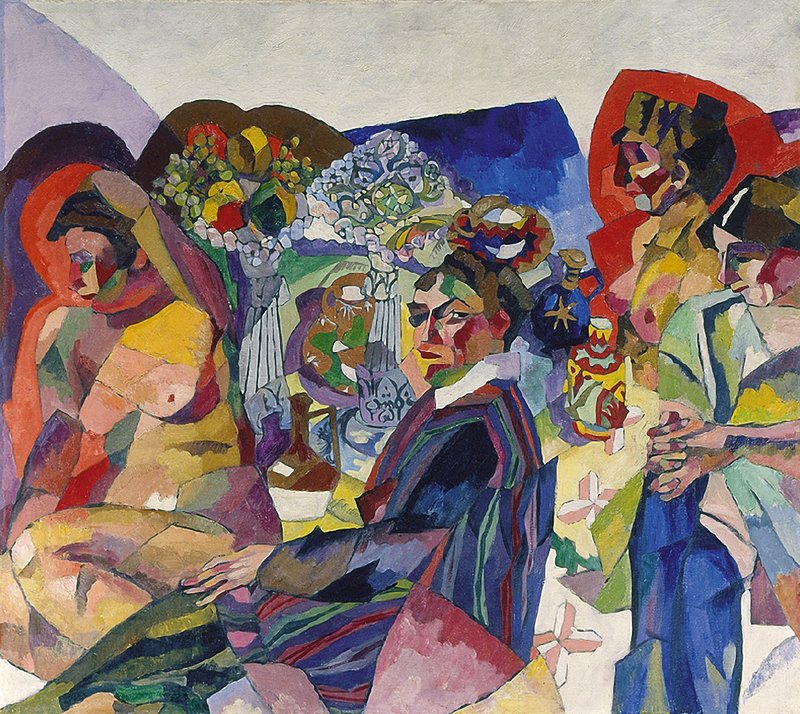 Company at the Table, vintage artwork by Aristarkh Lentulov, 12x8" (A4) Poster