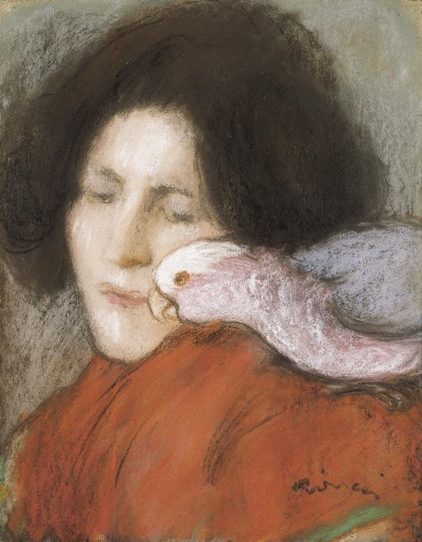 Lazarine with Parrot by Jozsef Rippl-Ronai,A3(16x12")Poster