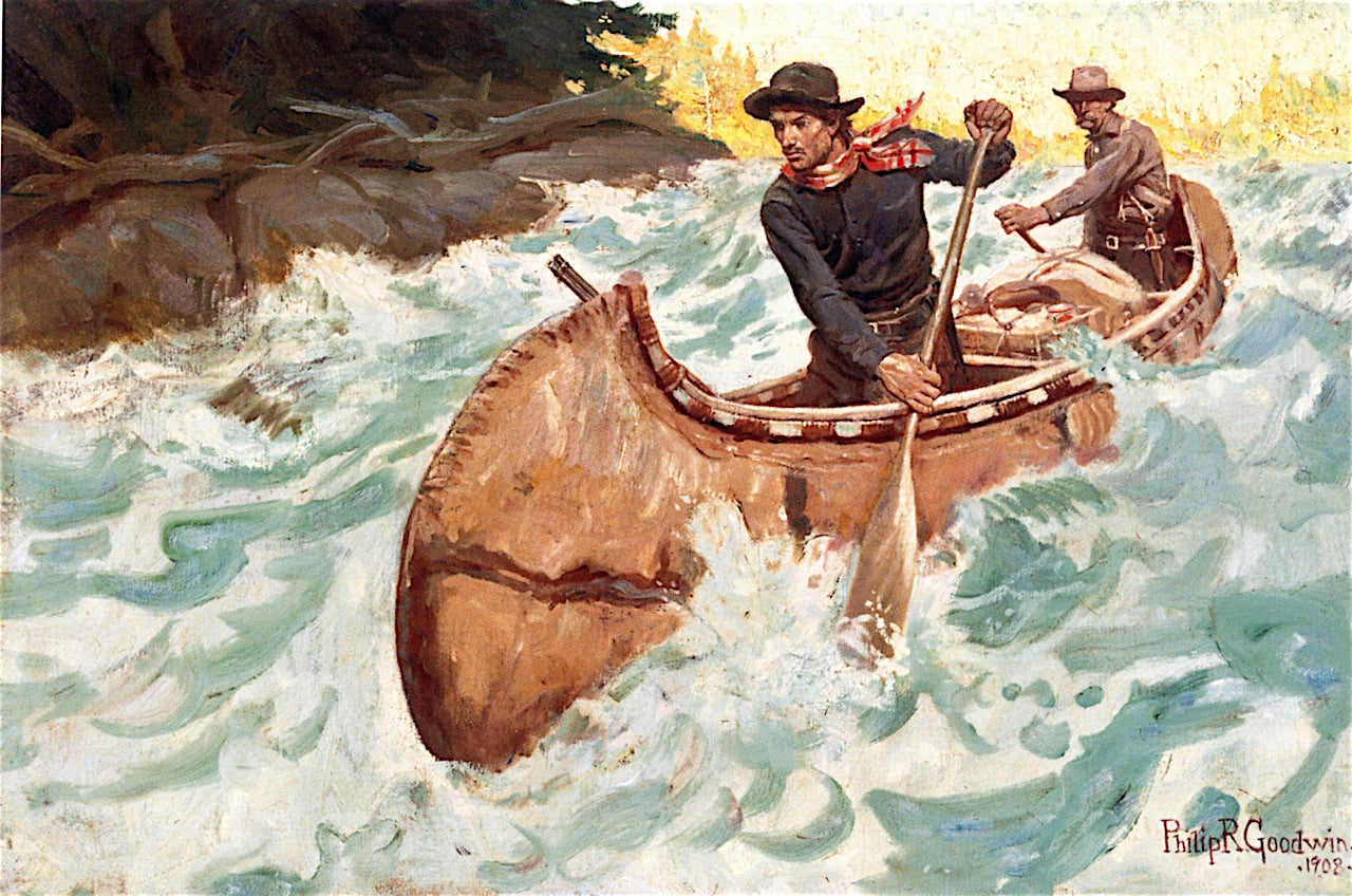 Troubled Waters - Shooting the Rapids, vintage artwork by Philip R. Goodwin, 12x8" (A4) Poster