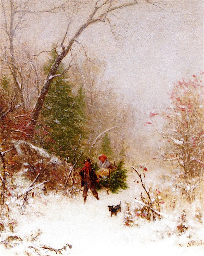 Christmas in the Catskills, vintage artwork by Jervis McEntee, 12x8" (A4) Poster