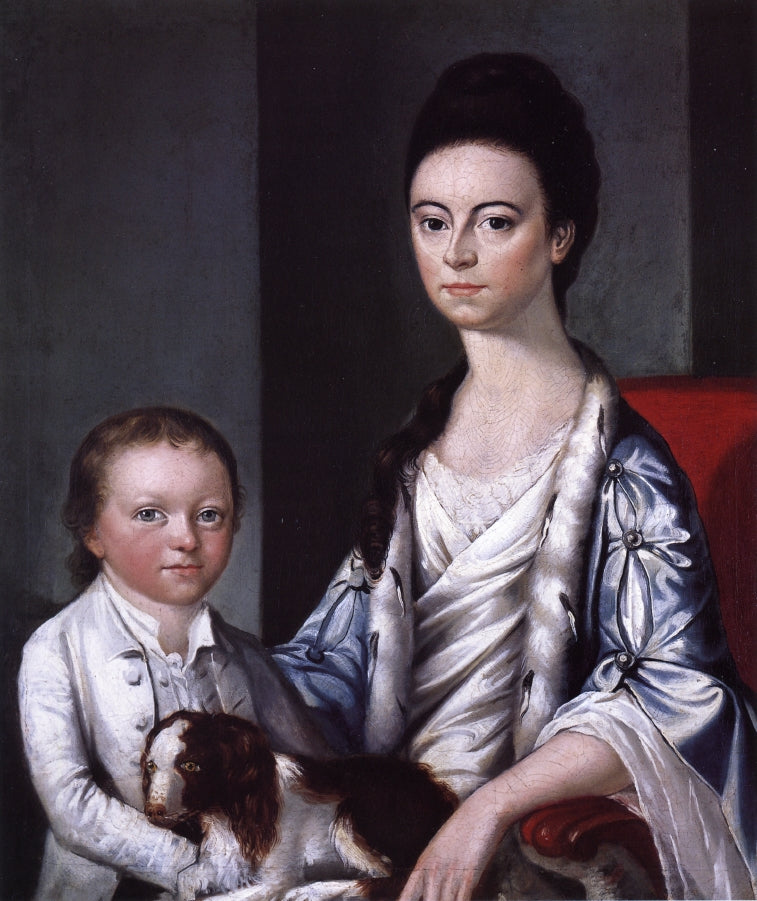Christian Stelle Banister and Her Son, John, vintage artwork by Gilbert Stuart, 12x8" (A4) Poster