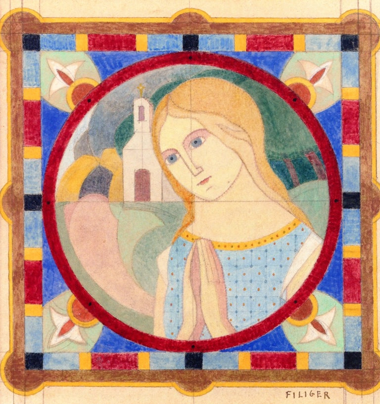 Woman Praying with a Landscape Background by Charles Filiger,A3(16x12")Poster