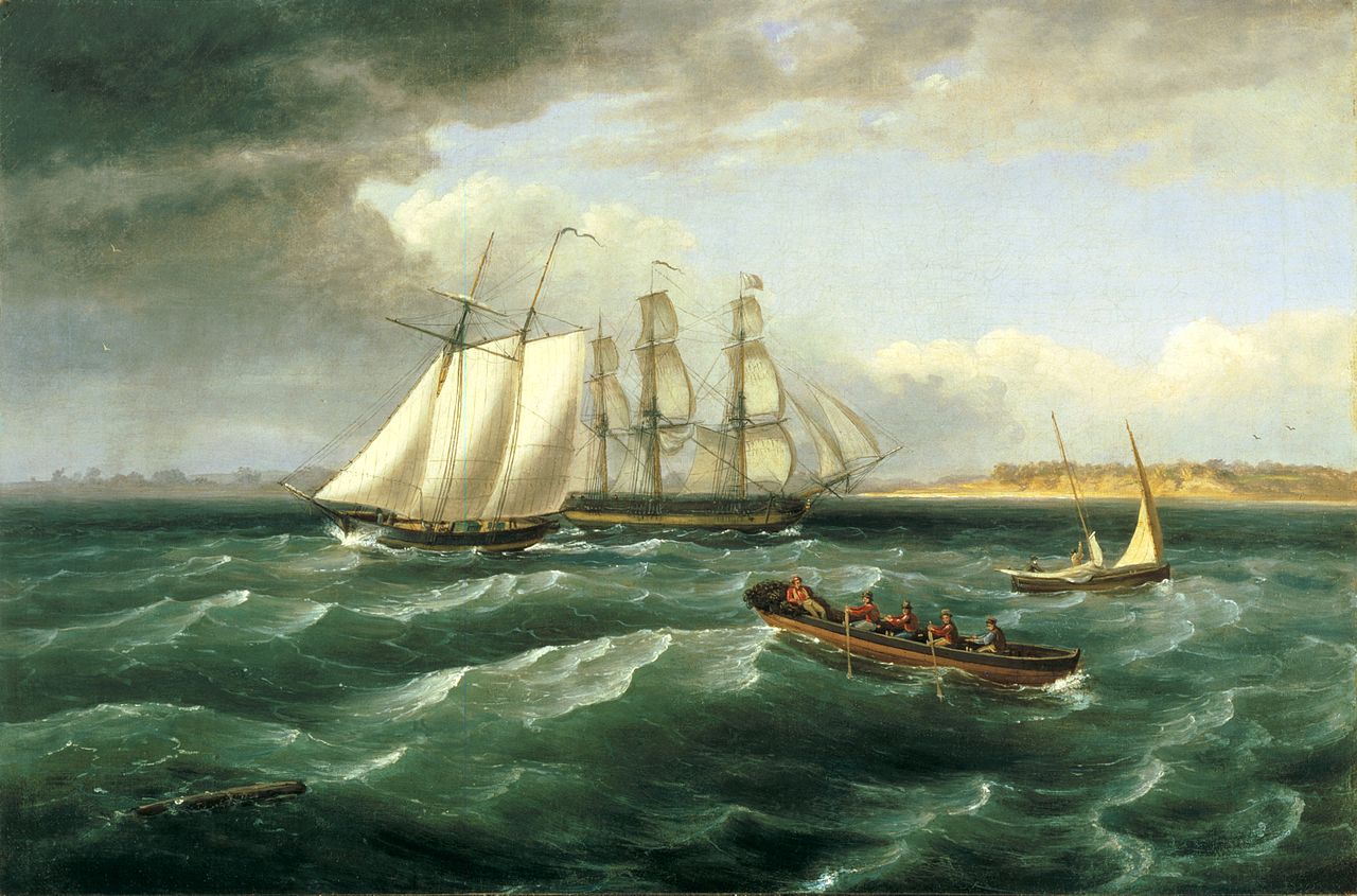 Mouth of the Delaware, vintage artwork by Thomas Birch, 12x8" (A4) Poster