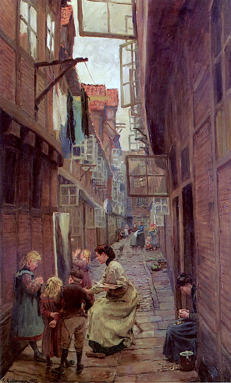 In the Alley by Friederich Kallmorgen,A3(16x12")Poster