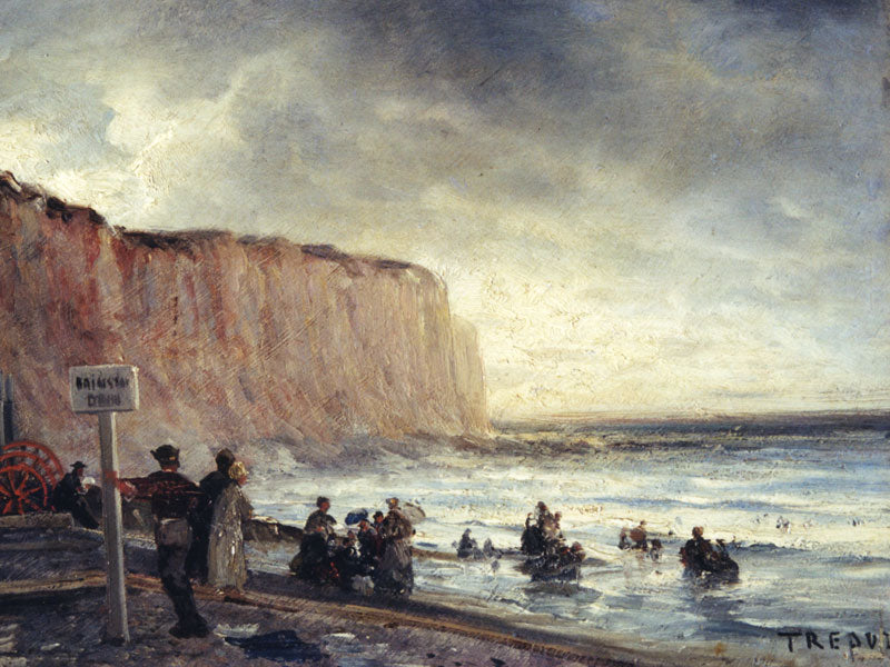 Bathing in Treport, vintage artwork by Alexei Bogoliubov, 12x8" (A4) Poster