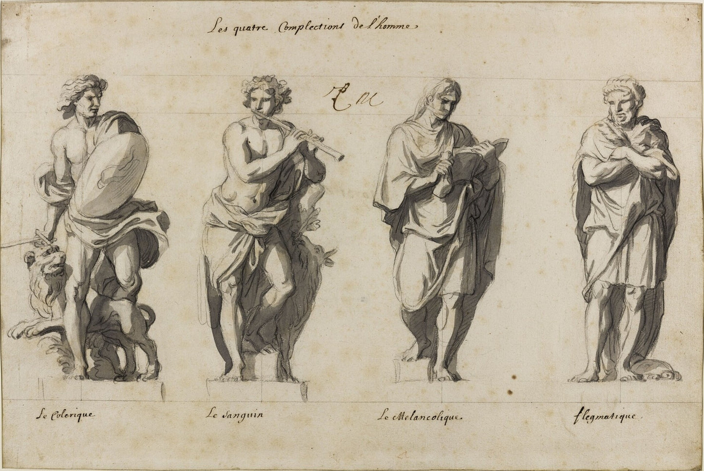 The Four Complexions of Man, vintage artwork by Charles Le Brun, 12x8" (A4) Poster