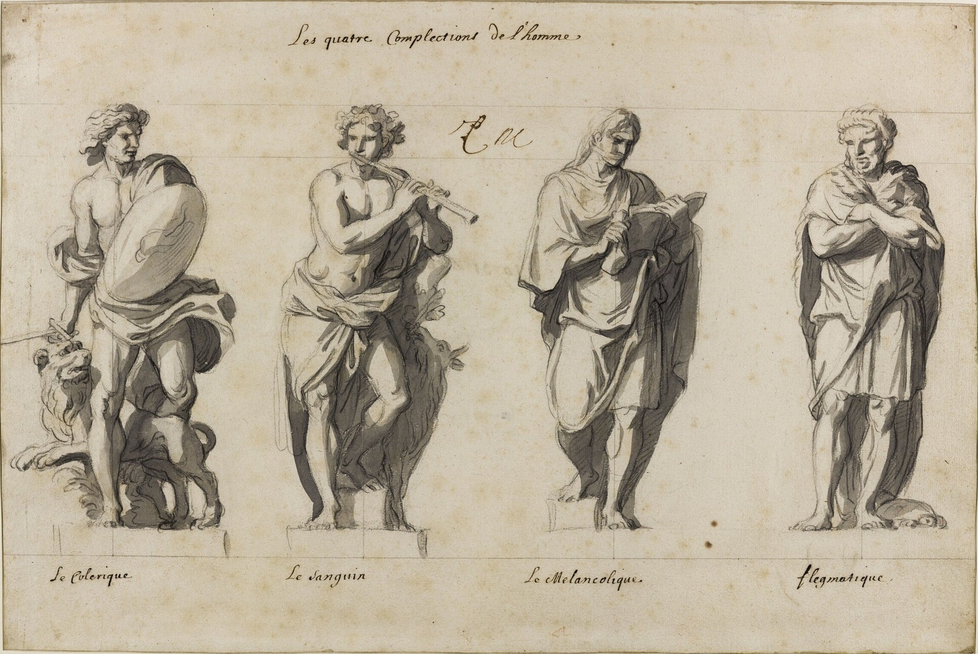 The Four Complexions of Man, vintage artwork by Charles Le Brun, 12x8" (A4) Poster