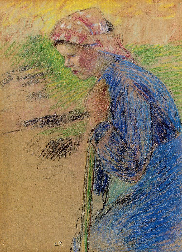 Young Peasant Girl (study), vintage artwork by George W. Platt, 12x8" (A4) Poster