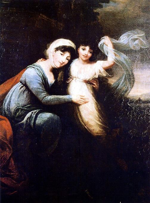 Anna Charlotte Dorothea von Medem with daughter, vintage artwork by Josef Grassi, 12x8" (A4) Poster