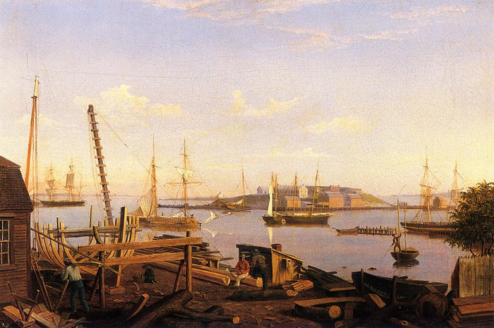 The Fort and Ten Pound Island, Gloucester, vintage artwork by Fitz Henry Lane, A3 (16x12