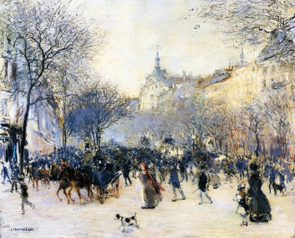 Le Carrefour Drouot, vintage artwork by Jean-François Raffaëlli, 12x8" (A4) Poster