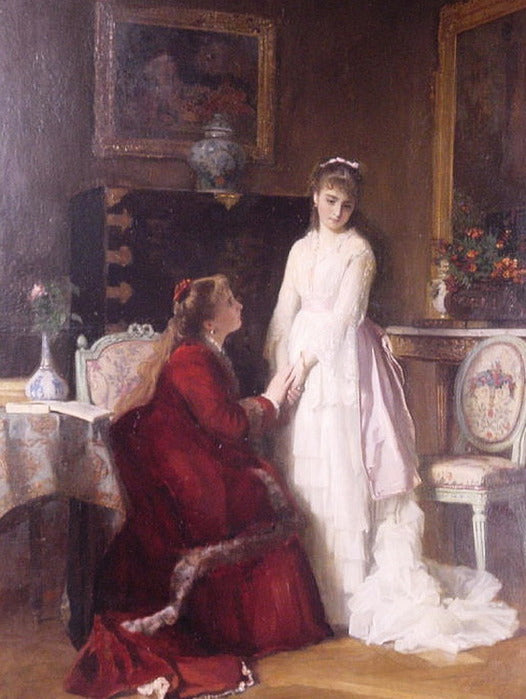 The Bride And Her Sister, vintage artwork by Charles Baugniet, A3 (16x12") Poster Print