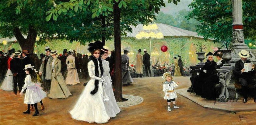 ed balloon. Summer evening in Tivoli by Paul-Gustave Fischer,A3(16x12")Poster