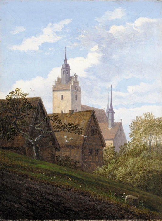 View of Priessnitz near Dresden, vintage artwork by Carl Gustav Carus, A3 (16x12") Poster Print