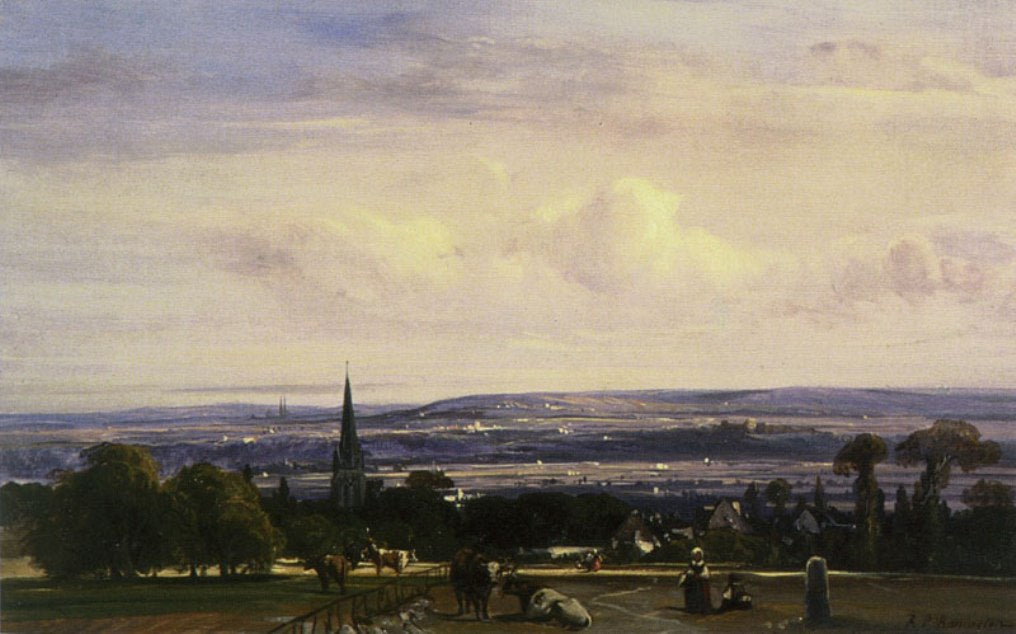 Normandy Landscape near Lillebonne, vintage artwork by Richard Parkes Bonington, A3 (16x12") Poster Print
