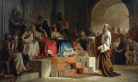 The Trial of Apostle Paul, vintage artwork by Nikolai Bodarevsky, 12x8" (A4) Poster