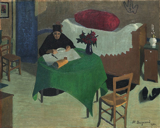 Le repas solitaire, vintage artwork by Marius Borgeaud, 12x8" (A4) Poster