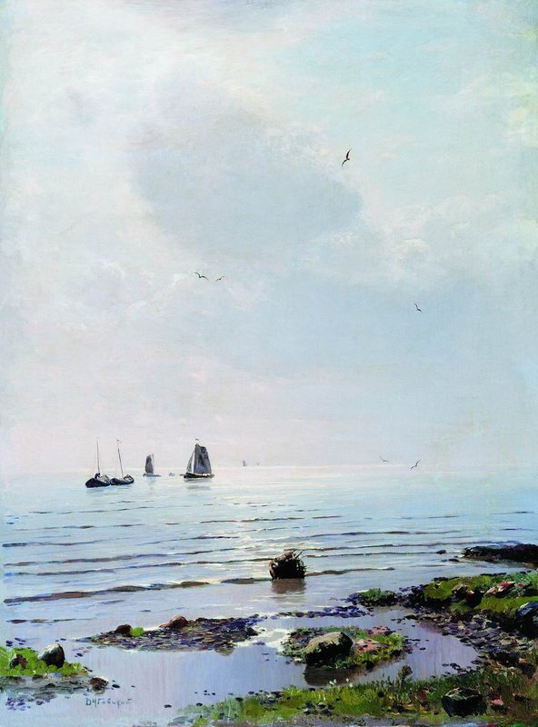 Lake Ladoga, vintage artwork by Nikolai Nikanorovich Dubovskoy, 12x8" (A4) Poster