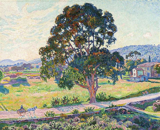 The Eucalyptus Tree on Road to Bormes, vintage artwork by Theo van Rysselberghe, 12x8" (A4) Poster