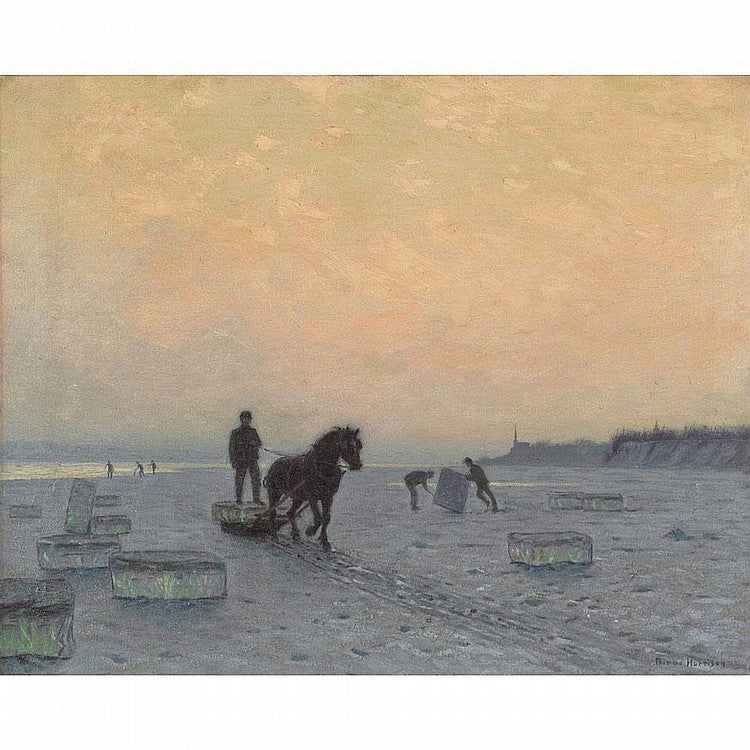 The Ice Harvest, vintage artwork by Lowell Birge Harrison, 12x8" (A4) Poster