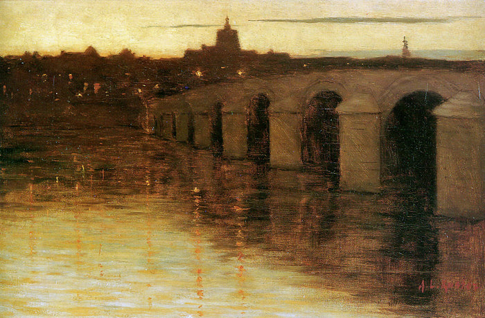 Maas bridge at sunset by Antonie Lodewijk Koster,A3(16x12