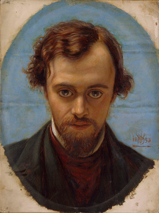 Portrait of Dante Gabriel Rossetti, vintage artwork by William Holman Hunt, 12x8" (A4) Poster