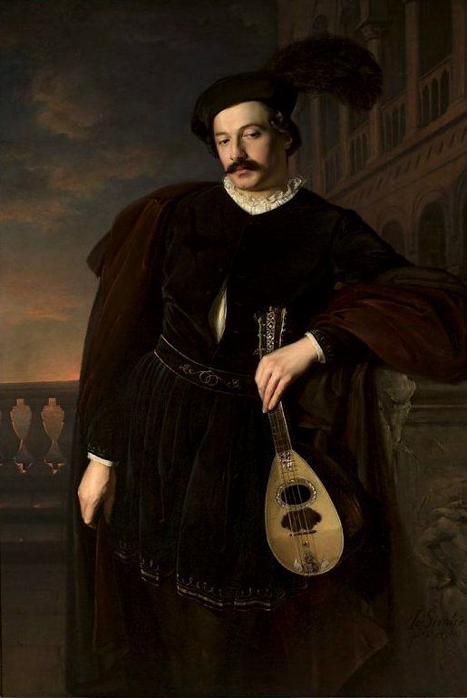 Portrait of a singer, Wilhelm Troszel as Don Juan, vintage artwork by Jozef Simmler, 12x8" (A4) Poster