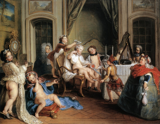 Pleasures of Childhood (study), vintage artwork by Charles-Antoine Coypel IV, 12x8" (A4) Poster