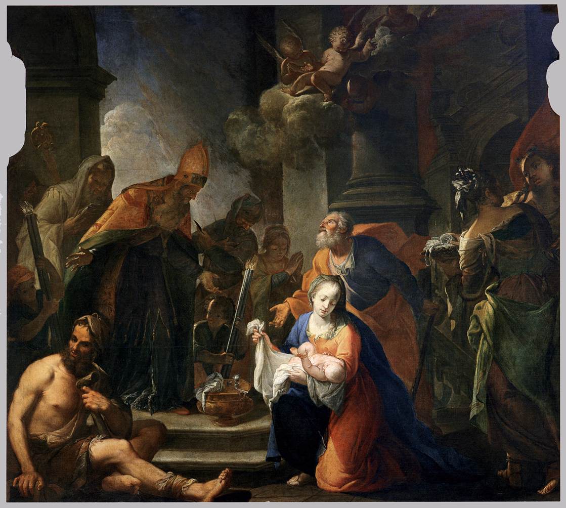 Presentation of Jesus at the Temple, vintage artwork by Andrea Celesti, 12x8" (A4) Poster