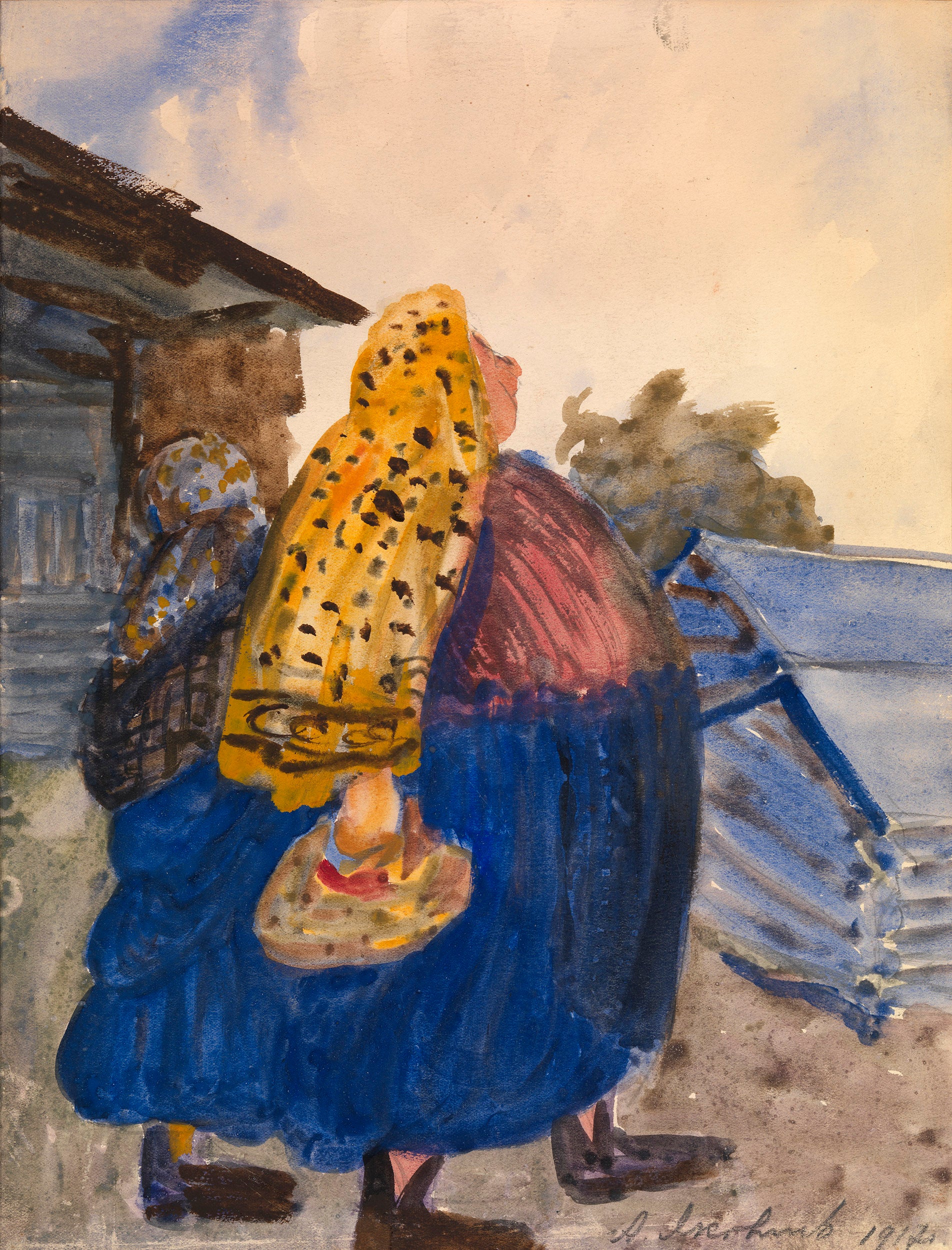 Peasant Woman with a Kerchief, vintage artwork by Alexander Evgenievich Yakovlev, 12x8" (A4) Poster
